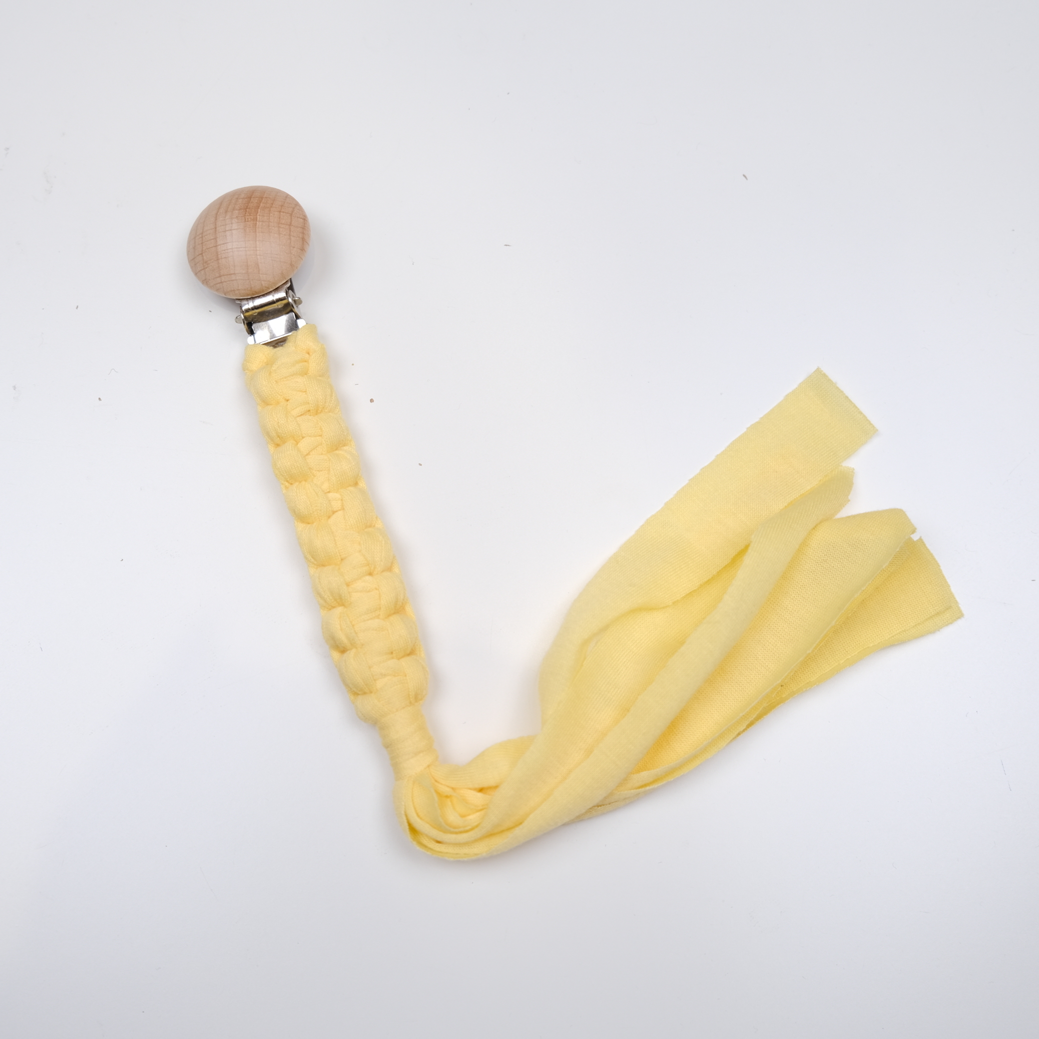 手作編織奶嘴鏈-淺黃