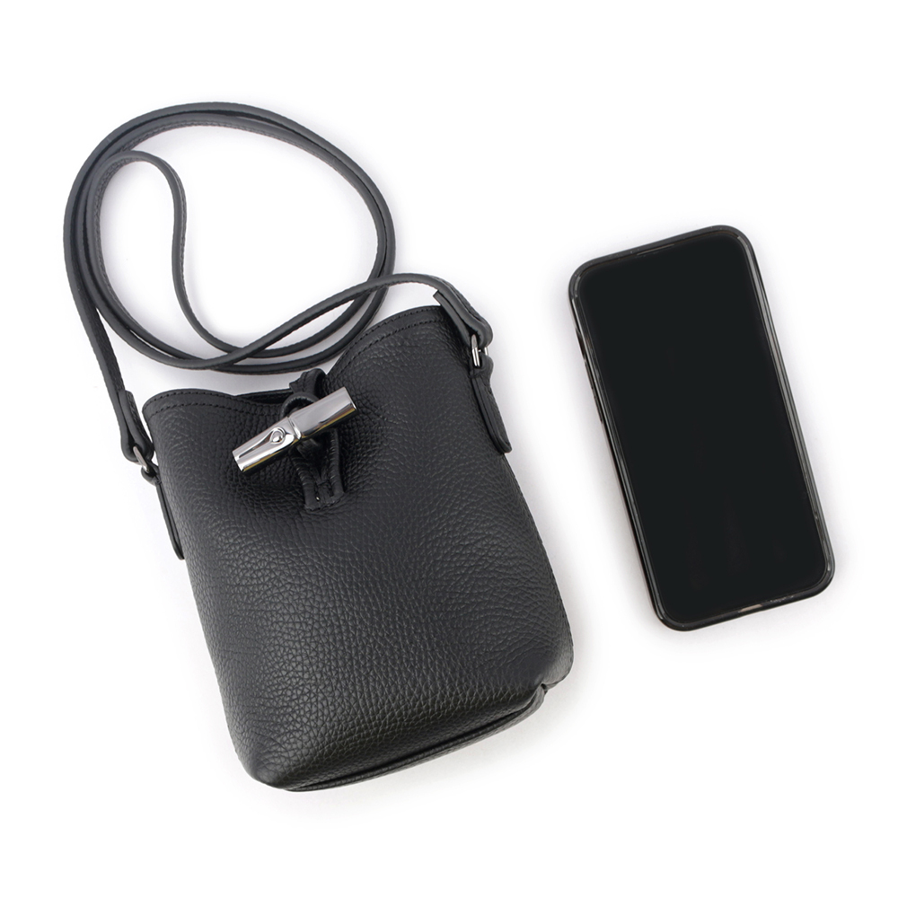 【LONGCHAMP】ROSEAU XS 竹節釦牛皮迷你斜背包(黑色) 10207 968 001