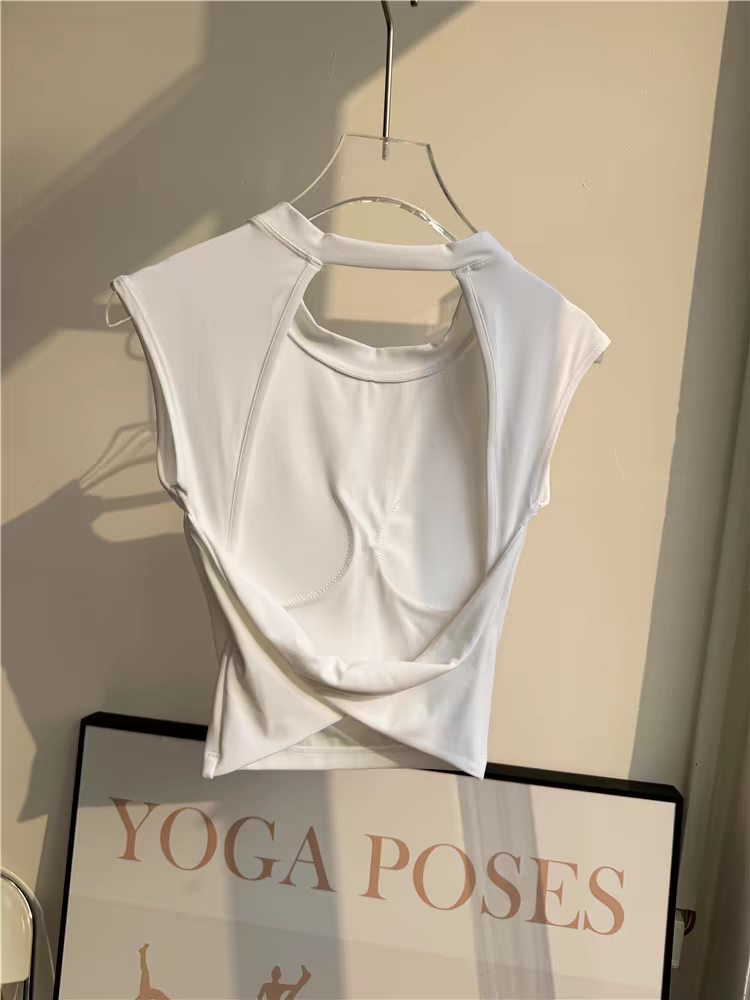 正韓扭結大露背罩杯瑜珈上衣