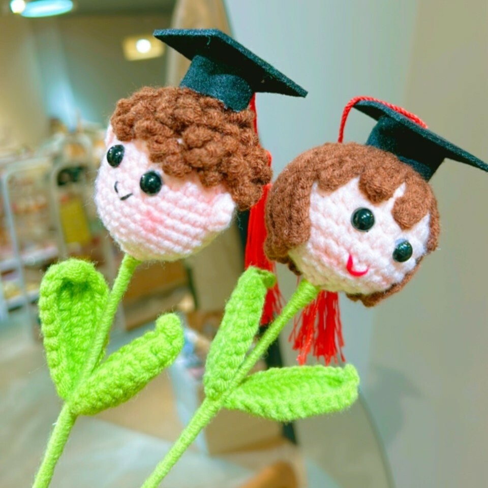 《3764》畢業帽男孩女孩畢業編織花(單支)