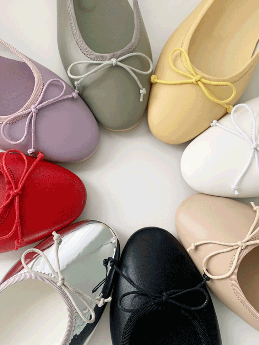 簡約純色蝴蝶結平底鞋 [ 8色 / 225-250 ]