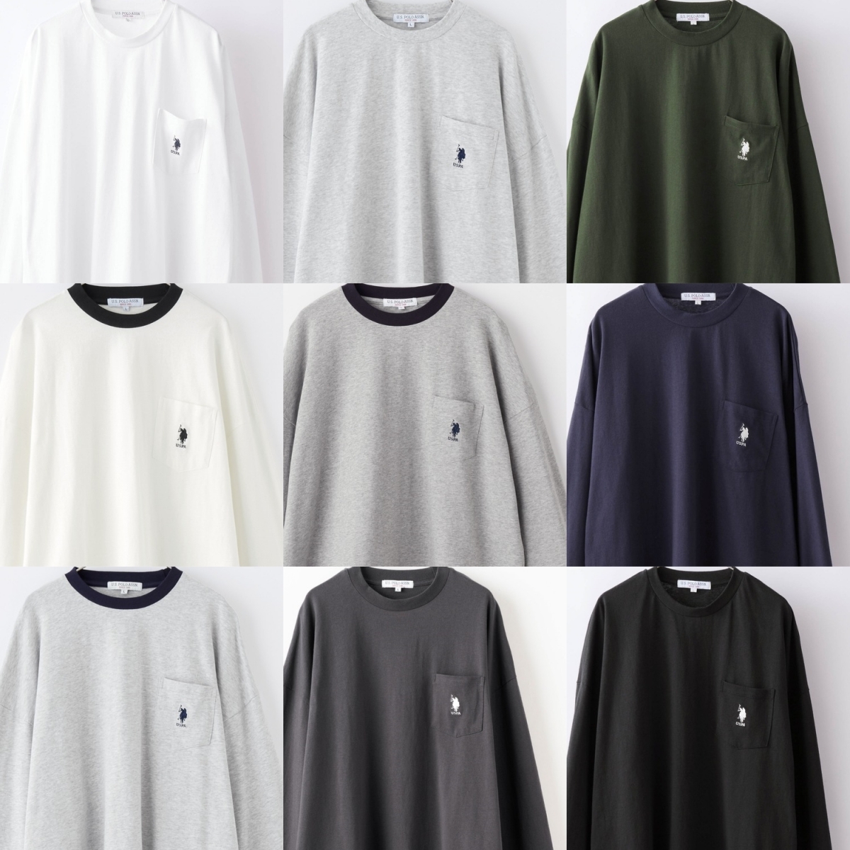 限時特價預購┃U.S. POLO ASSN. 刺繡 基本色 寬鬆 口袋Tee 薄長袖