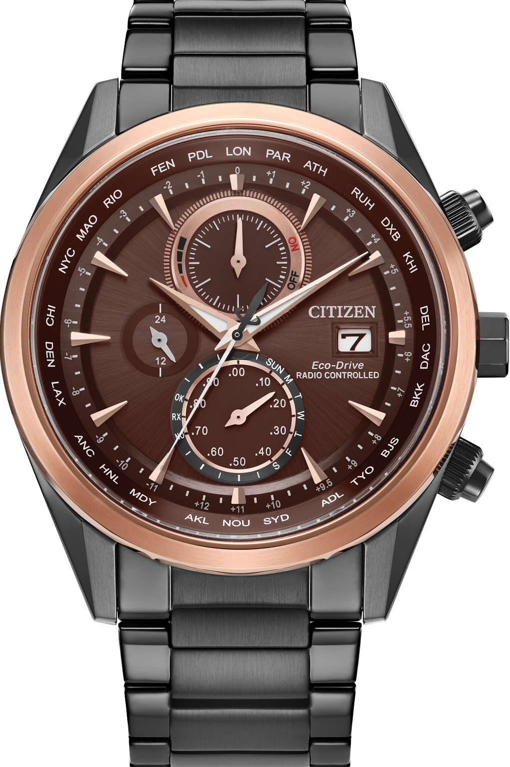 萬年鐘錶 - Citizen 星辰錶   菁英全黑光動能電波男錶 AT8267-86X  錶徑43MM