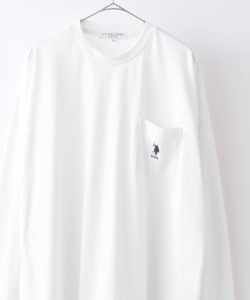 限時特價預購┃U.S. POLO ASSN. 刺繡 基本色 寬鬆 口袋Tee 薄長袖