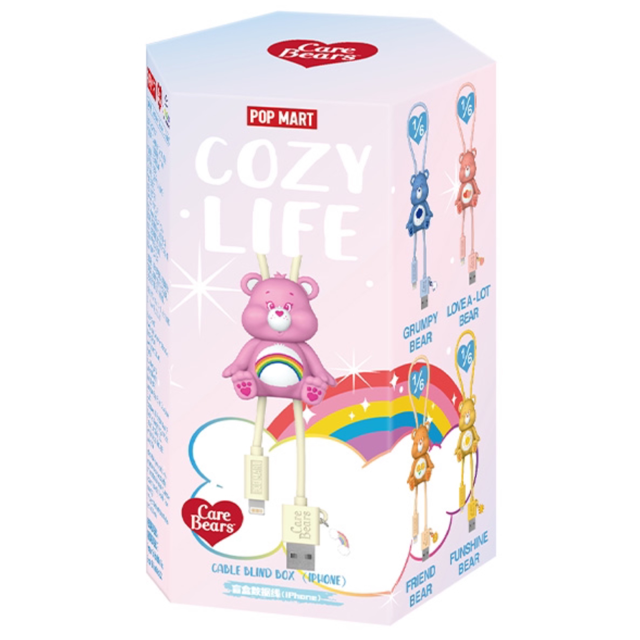 🇯🇵日本代購 /CARE BEARS 彩虹熊 泡泡瑪特 盲盒 TYPE-C/IPHONE 充電線鑰匙圈 代購