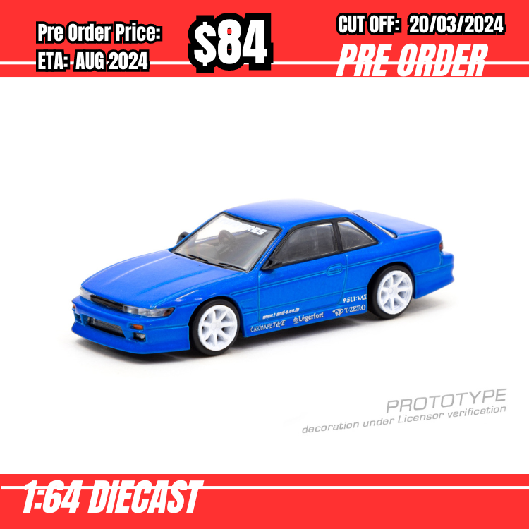 PO-$84  * Tarmac * 1:64 VERTEX Nissan Silvia S13 Blue Metallic TOYO TIRES [OD07/03]
