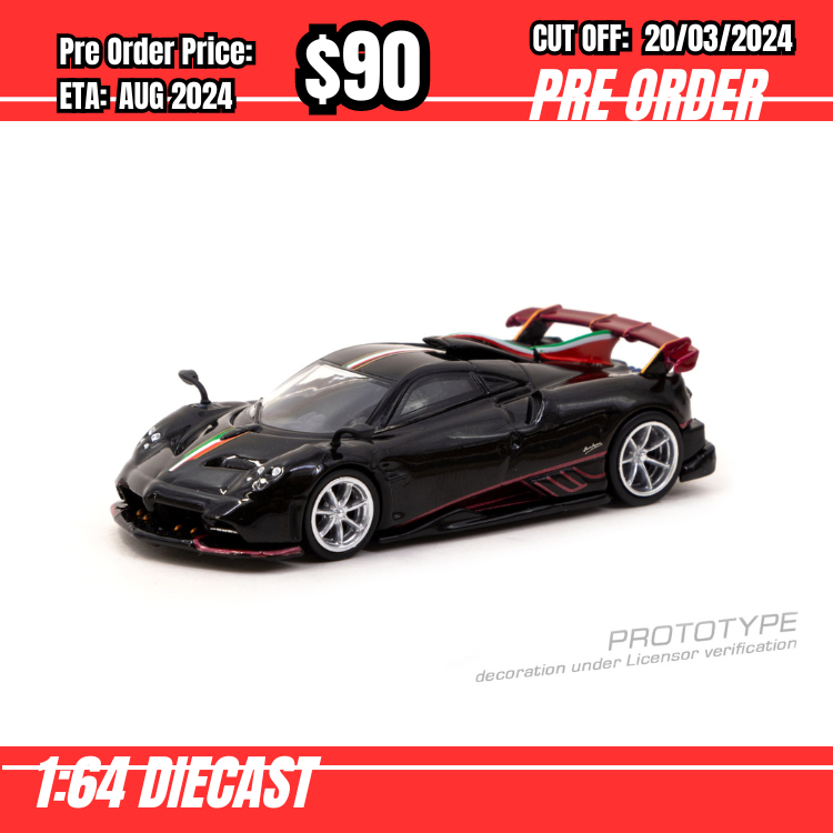 PO-$90  * Tarmac * 1:64 Pagani Imola Nero Oro [OD07/03]