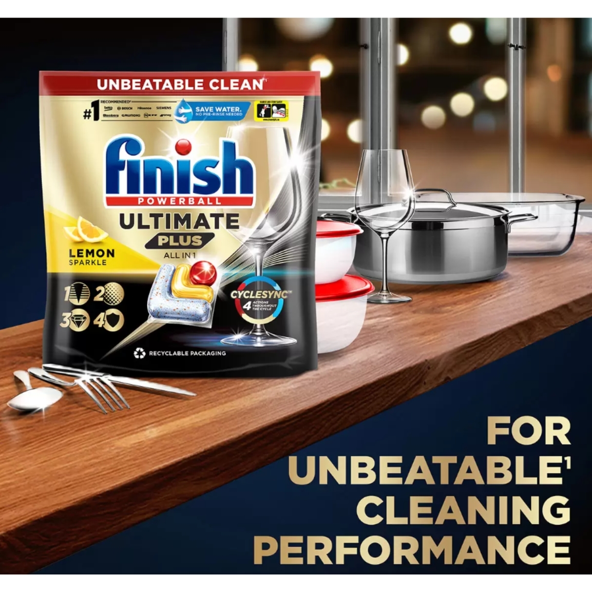 最強Finish Powerball Ultimate Plus All In 1 白金強效洗碗粒 90粒 (檸檬味)