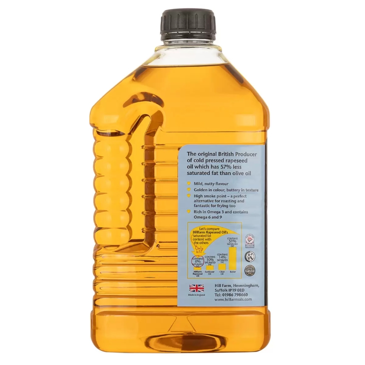 英國製Hillfarm特級初榨冷壓菜籽油，2L