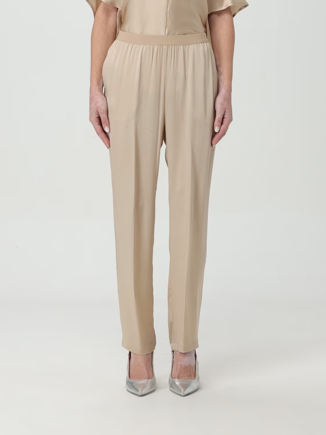 Semicouture 腰鬆緊長褲(卡其)