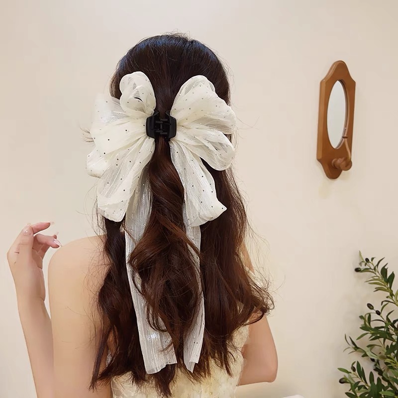 Starry Sky Mesh Multi-functional Large Bow Hair Claw