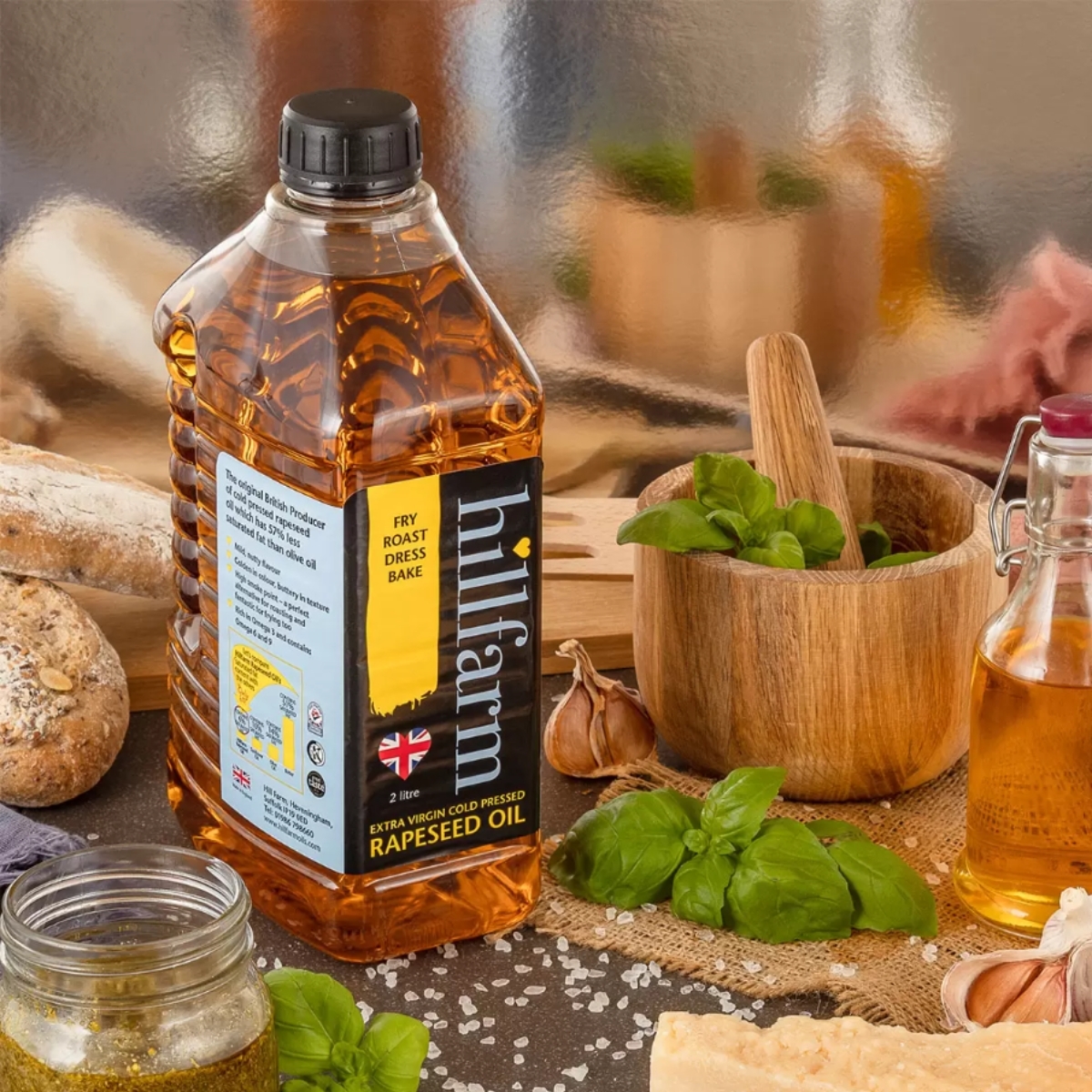 英國製Hillfarm特級初榨冷壓菜籽油，2L