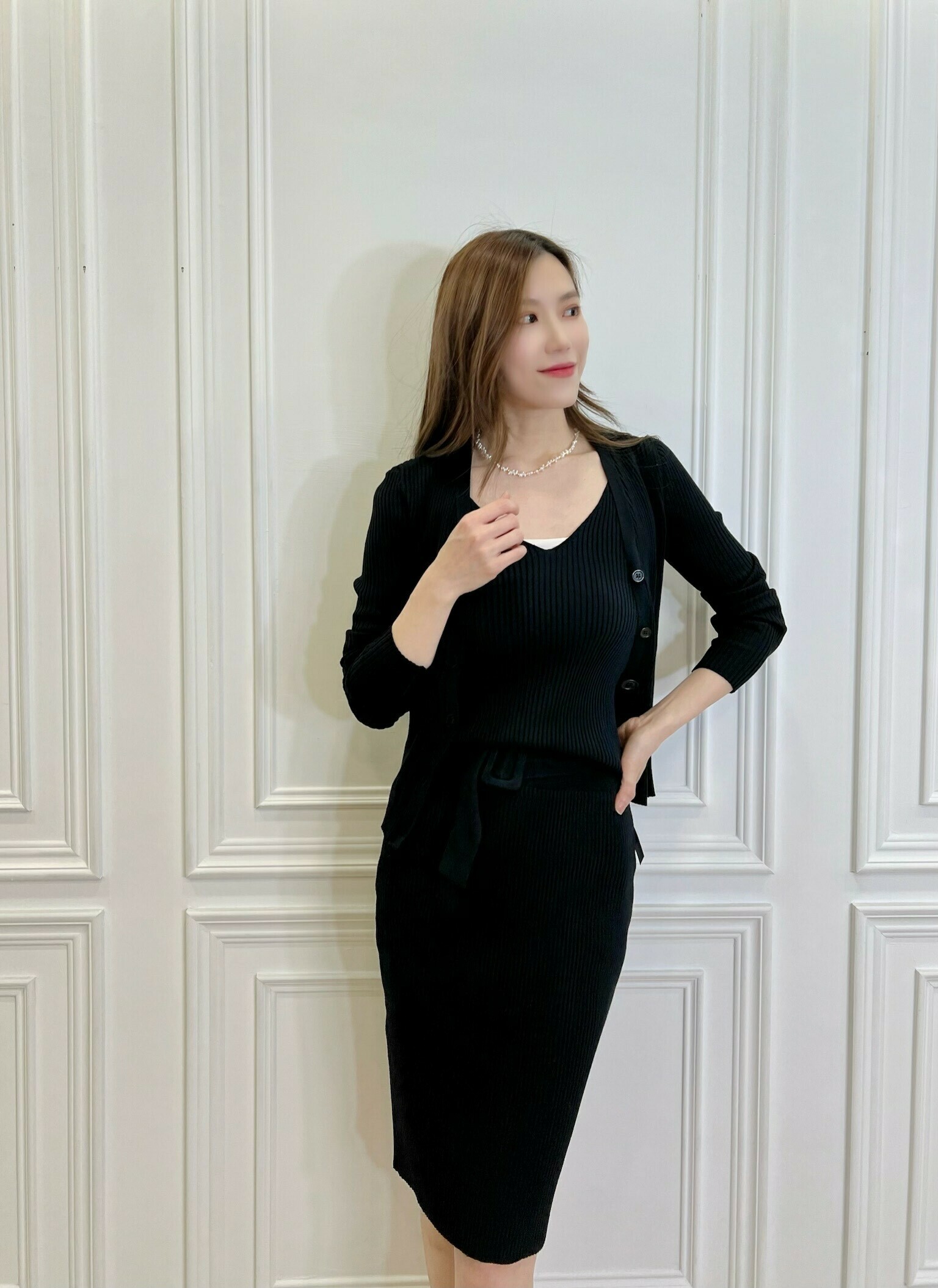 針織外套背心/裙set