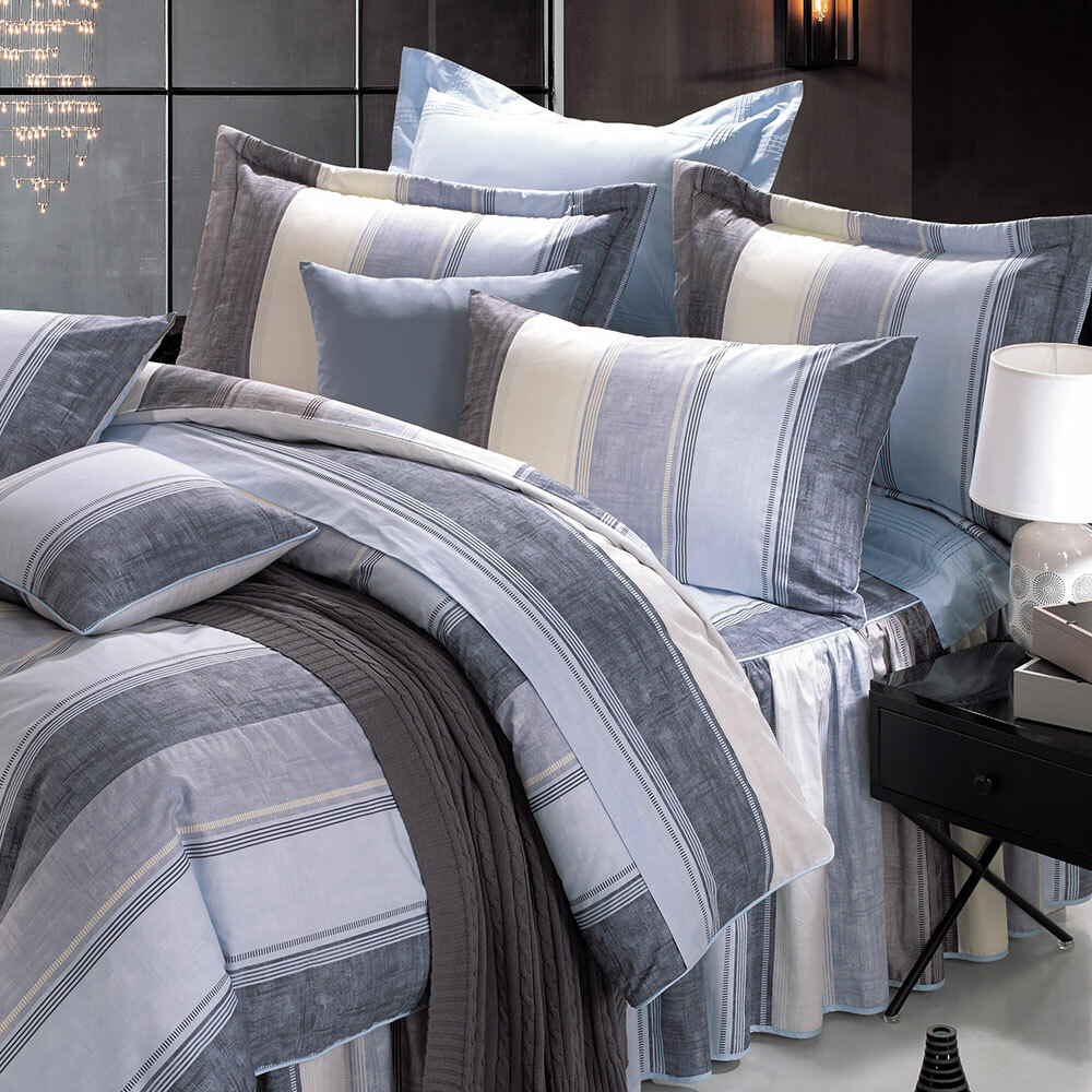 200織精梳棉七件式床罩組 | 2239 亞岱爾 藍  | 鴻宇