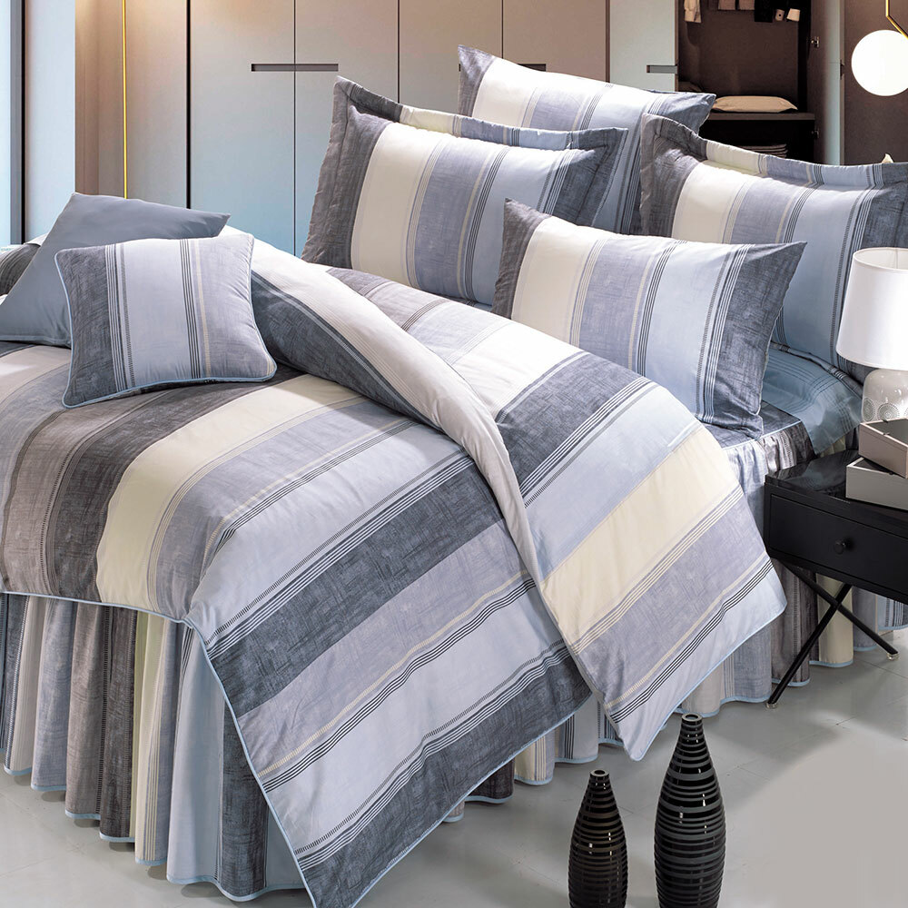 200織精梳棉七件式床罩組 | 2239 亞岱爾 藍  | 鴻宇