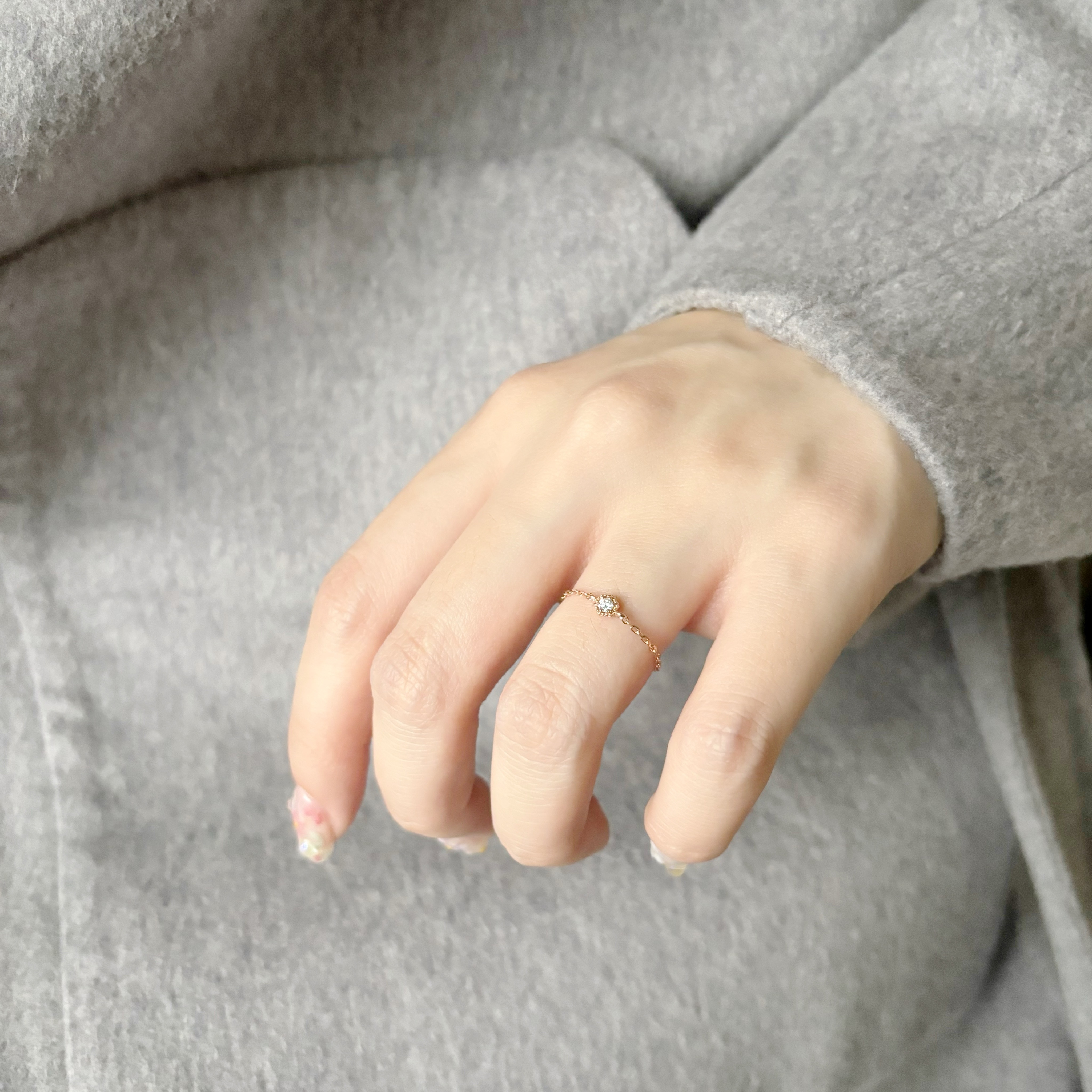 14k復古六角真鑽鍊戒