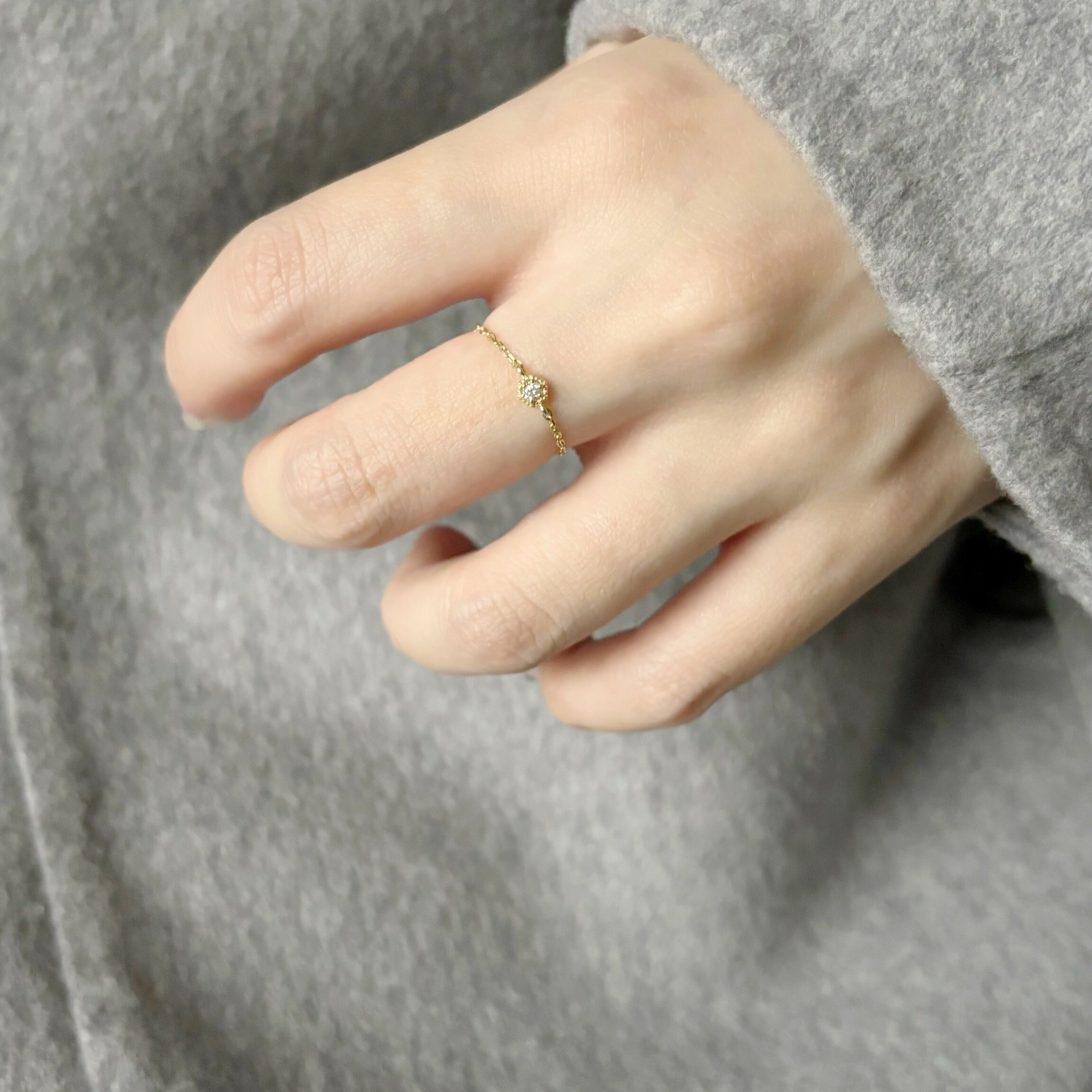 14k復古六角真鑽鍊戒