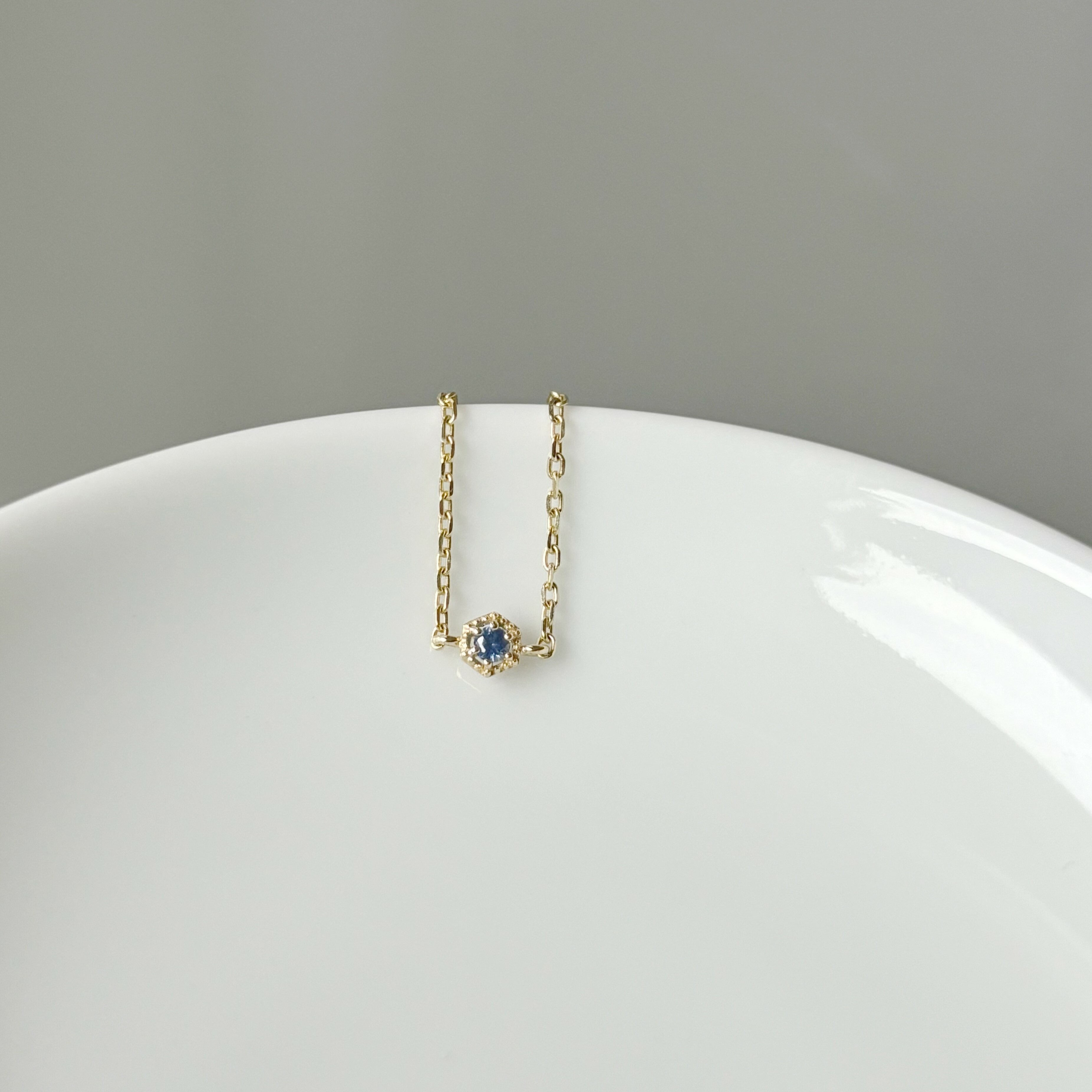 14k復古六角藍寶石鍊戒