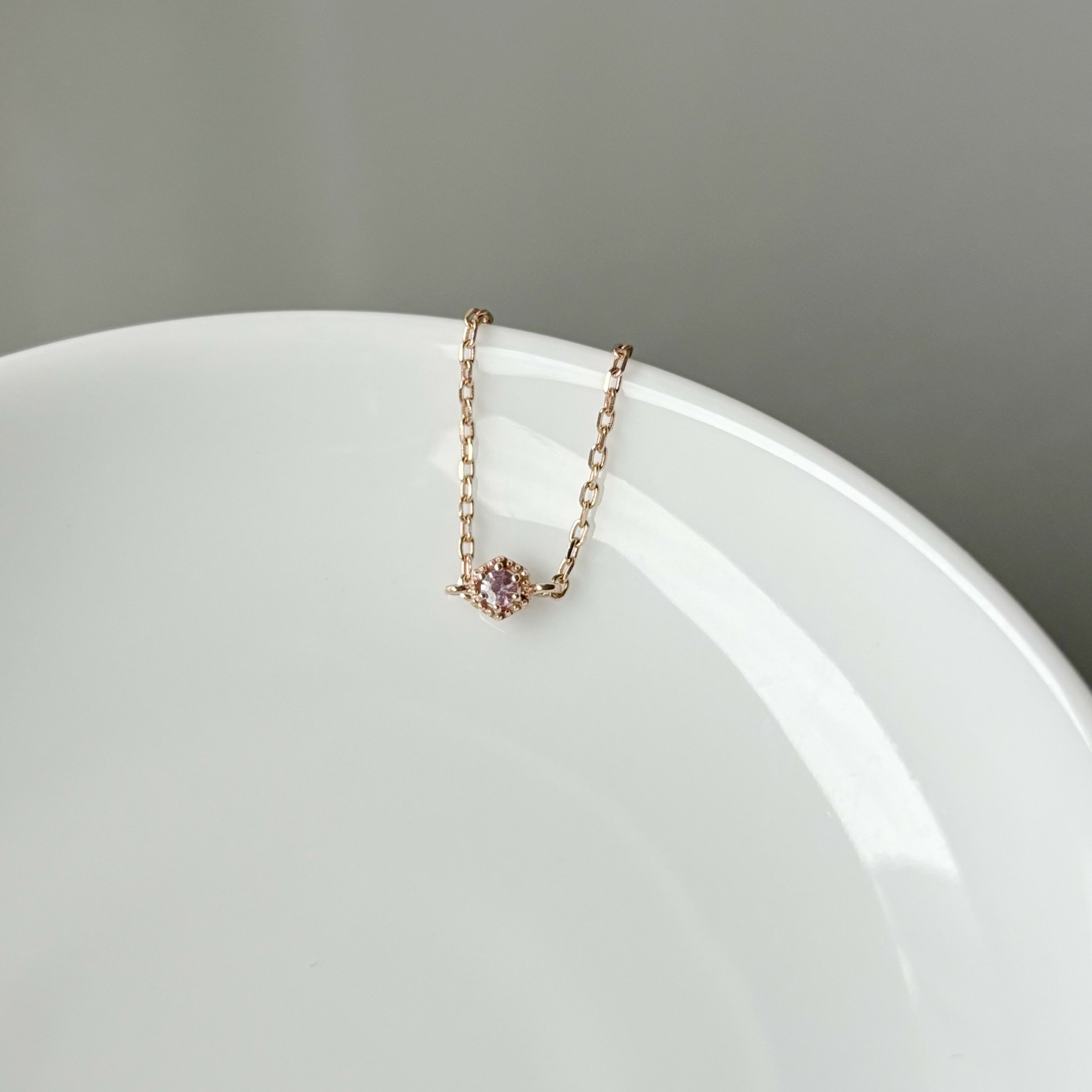 14k復古六角粉色藍寶石鍊戒