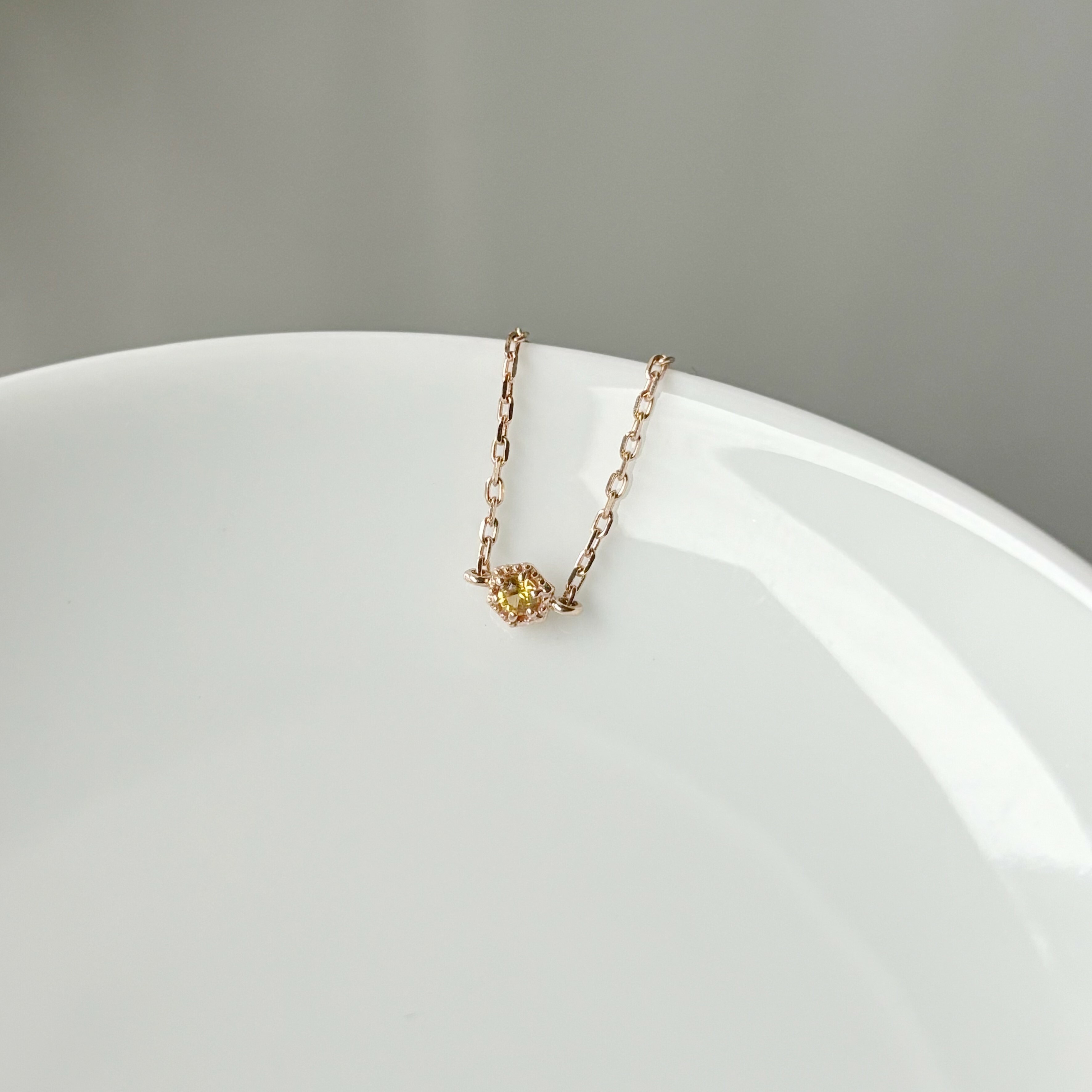 14k復古六角橘色藍寶石鍊戒