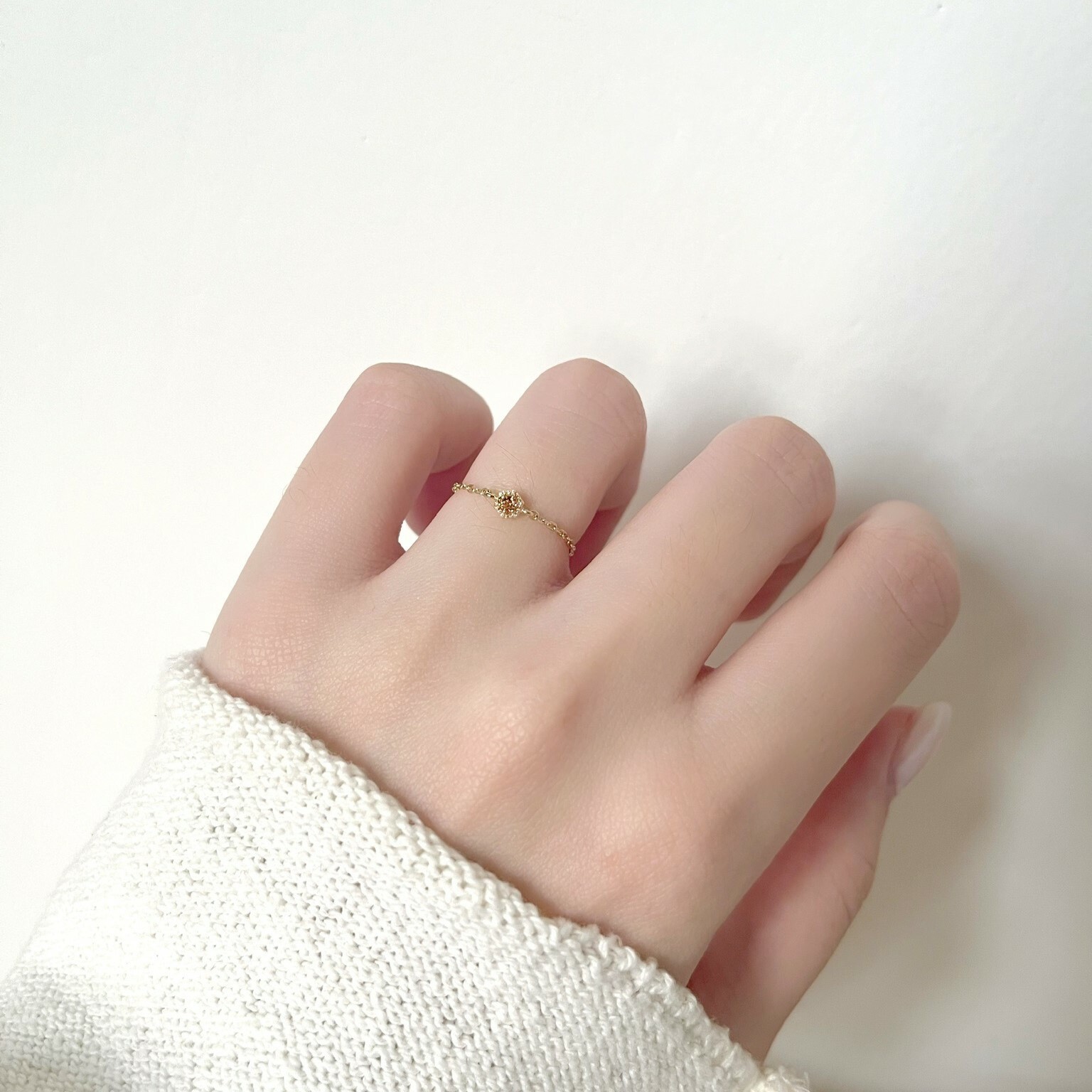 14k復古六角橘色藍寶石鍊戒