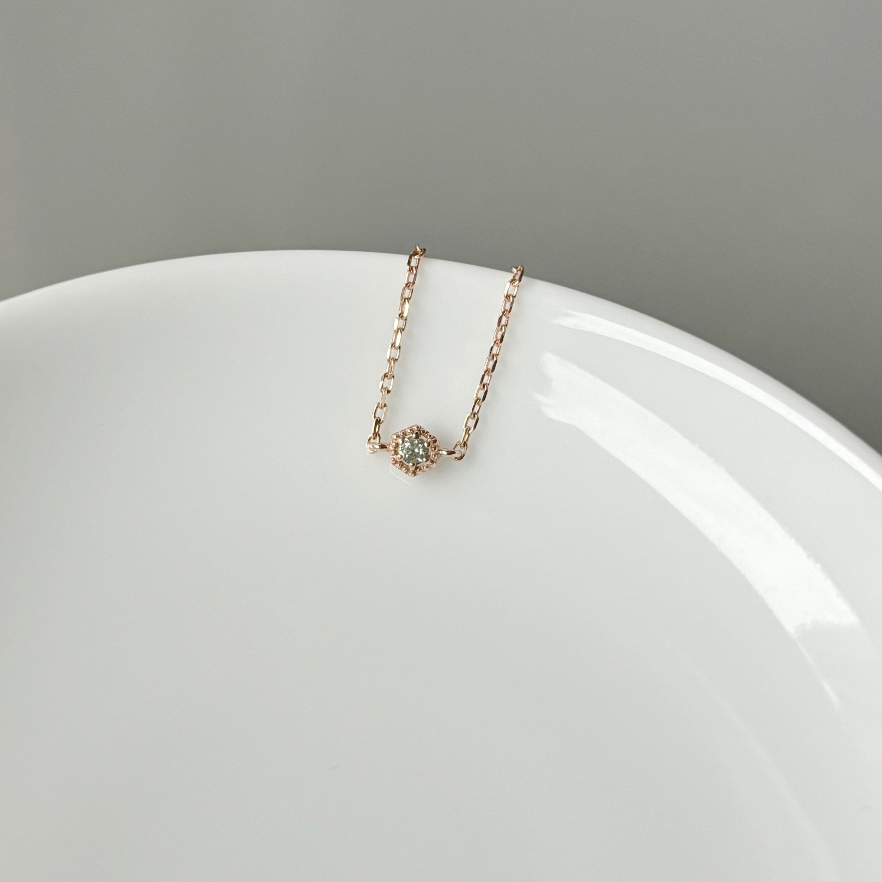 14k復古六角綠色藍寶石鍊戒