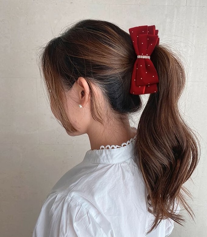 Black Velvet Sparkling Rhinestone Bow Banana Hair Clip