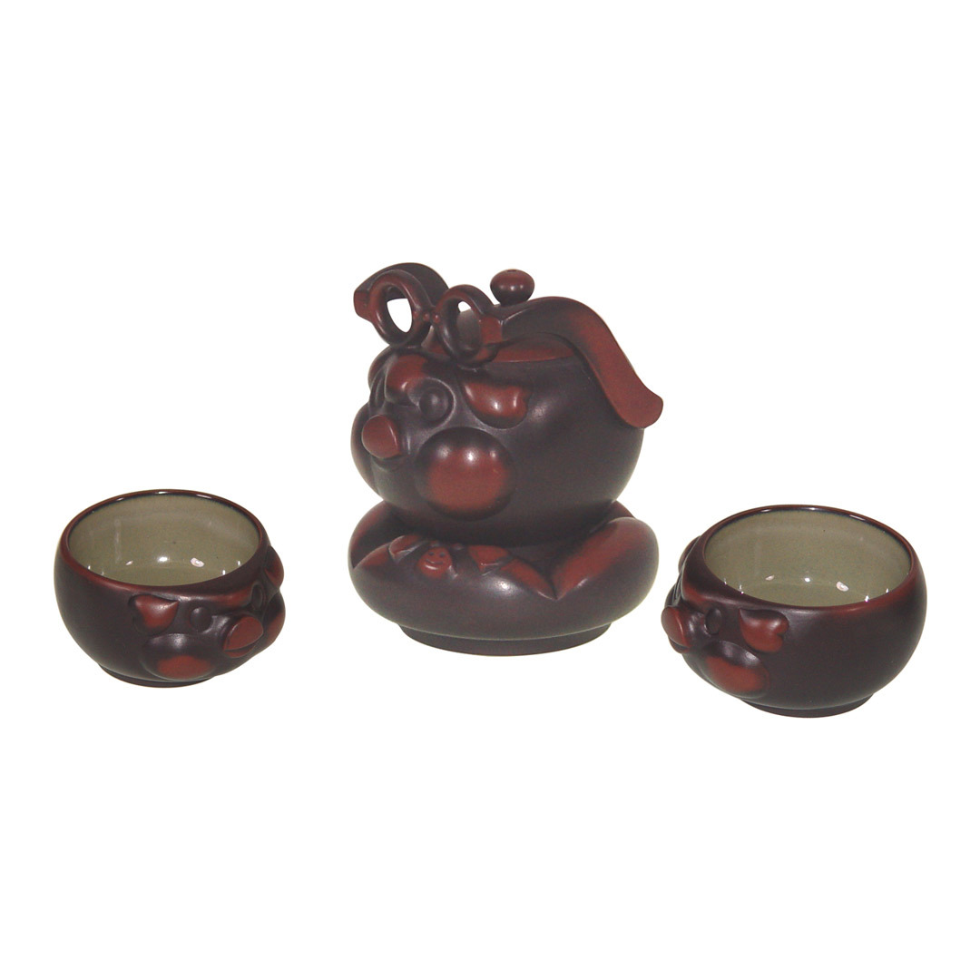 紫砂陶豬博士茶具組禮盒｜創意意象玄機收藏送禮首選