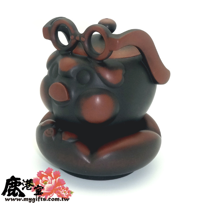 鹿港窯禮品館│紫砂陶-茶具組-意象玄機【豬博士】禮盒