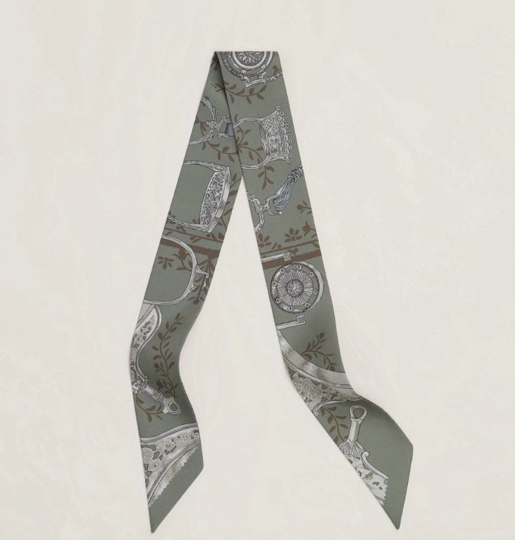 HERMES  Etriers Remix Twilly Vert De Gris