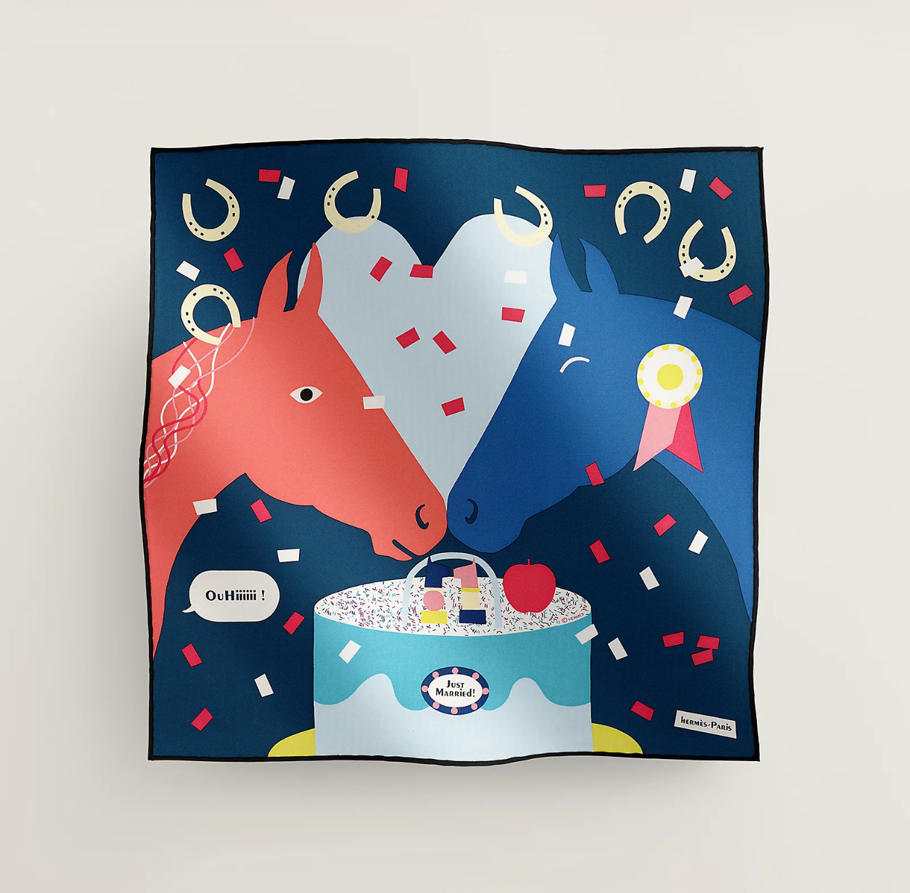 HERMES Just Married scarf 45 NAVY