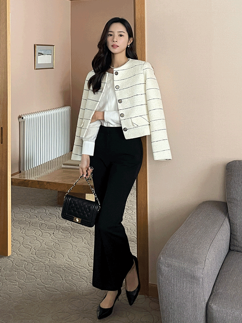 [現貨] Selena 香香條紋外套(象牙白) [ Free ]