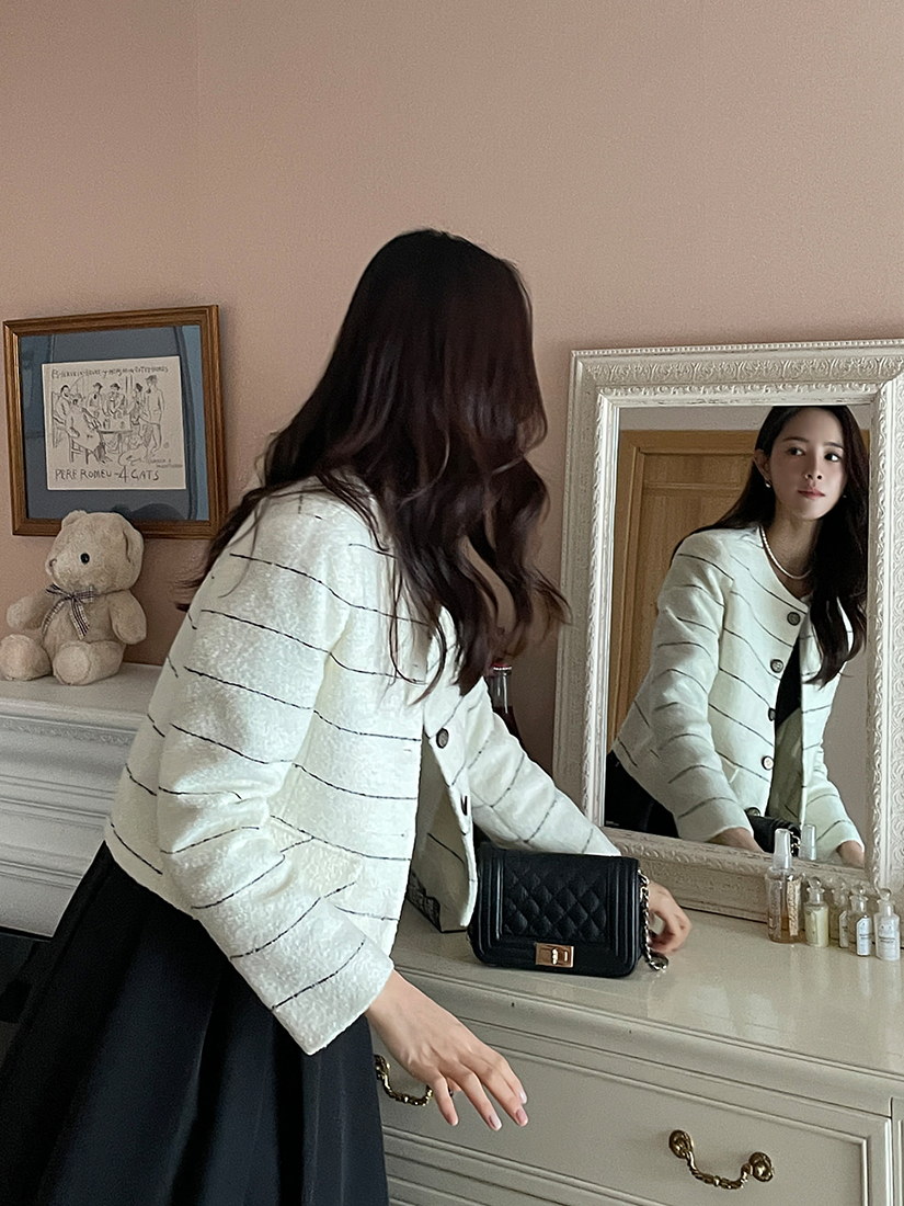 [現貨] Selena 香香條紋外套(象牙白) [ Free ]