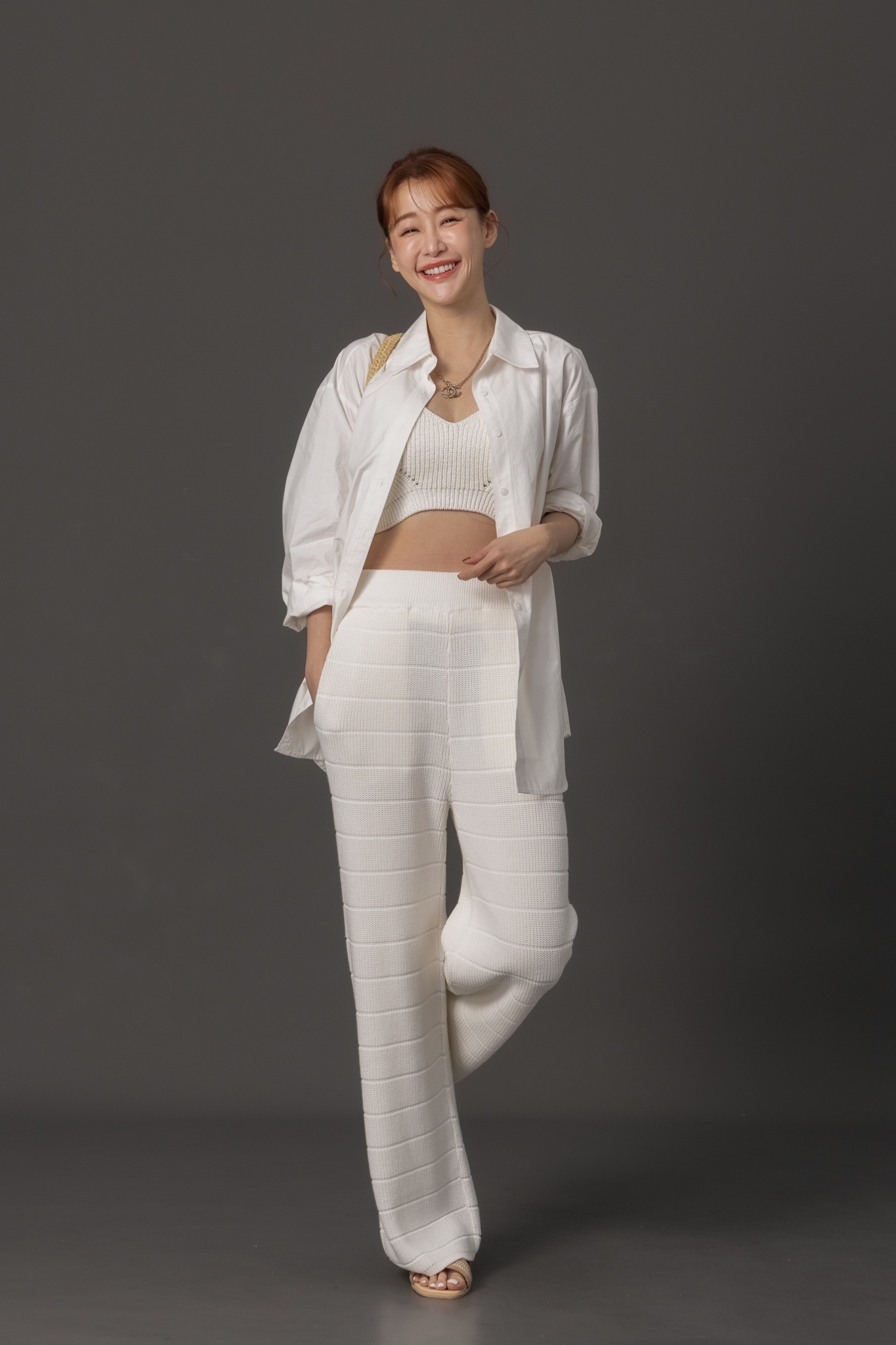 休閒編織寬褲_AMISSA（白）