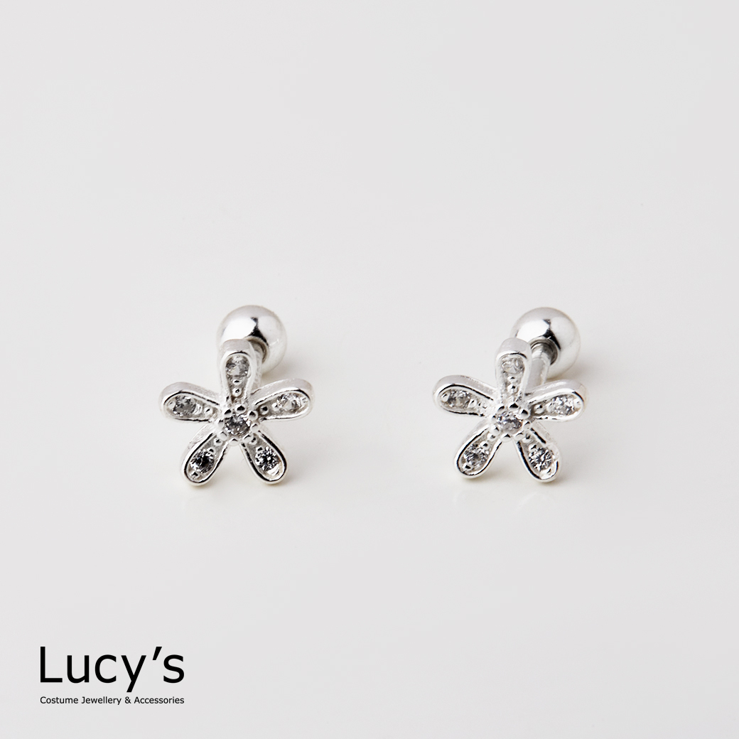 925純銀 迷你小花 轉珠耳環 (108149)