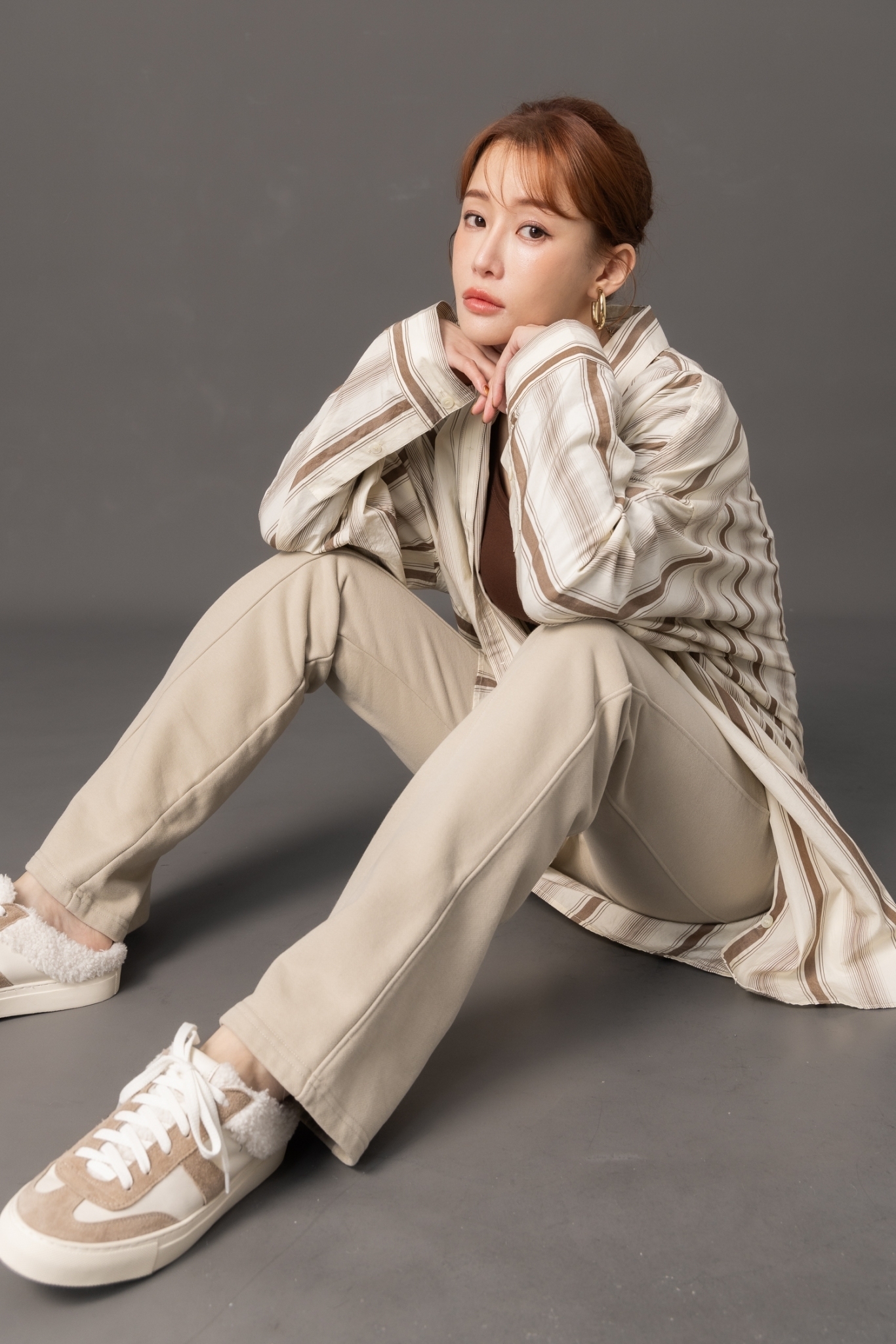 重磅微喇叭棉褲_AMISSA（淺杏）