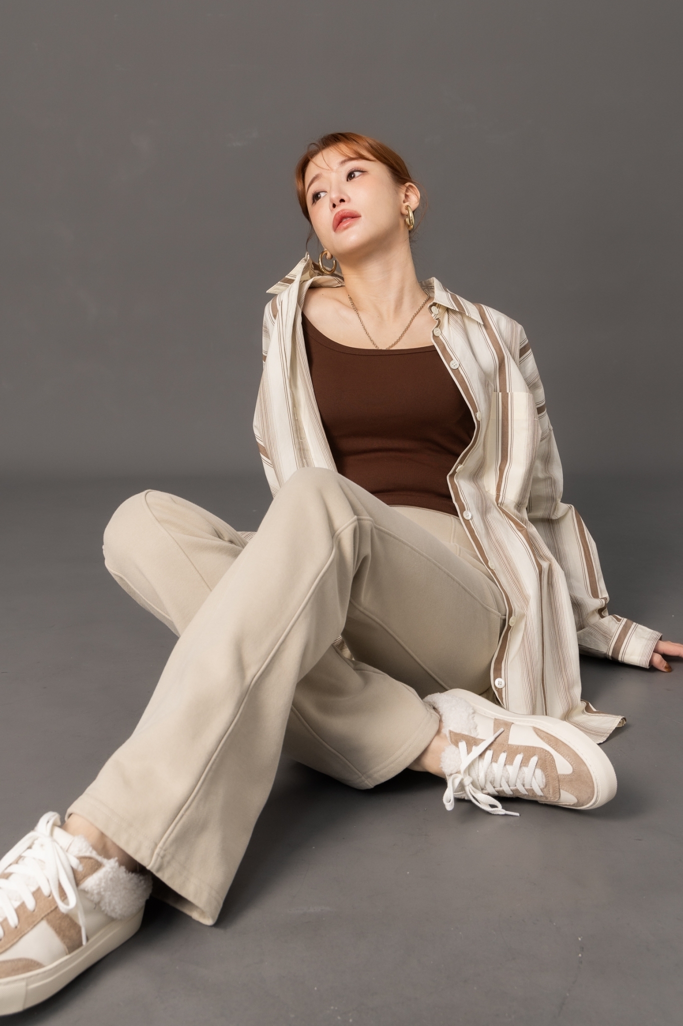 重磅微喇叭棉褲_AMISSA（淺杏）