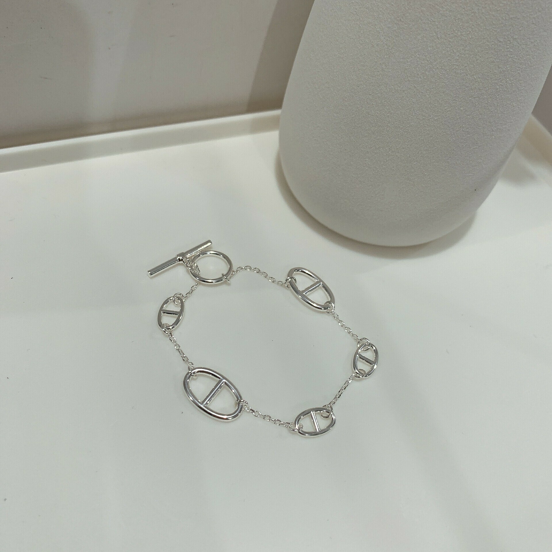 H03獨有．分佈式豬鼻OT扣純銀手鍊