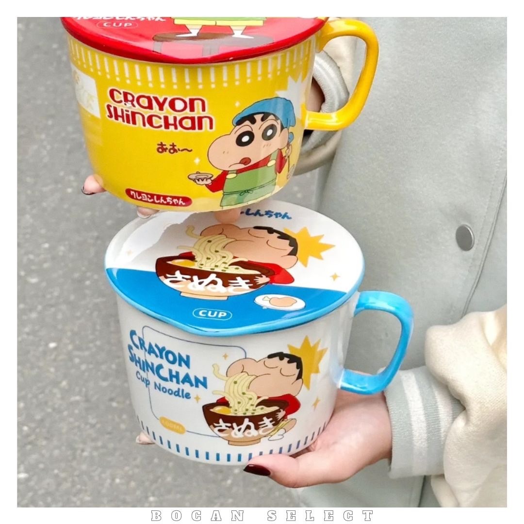 蠟筆小新 泡麵碗 陶瓷 藍色 黃色（950ml)