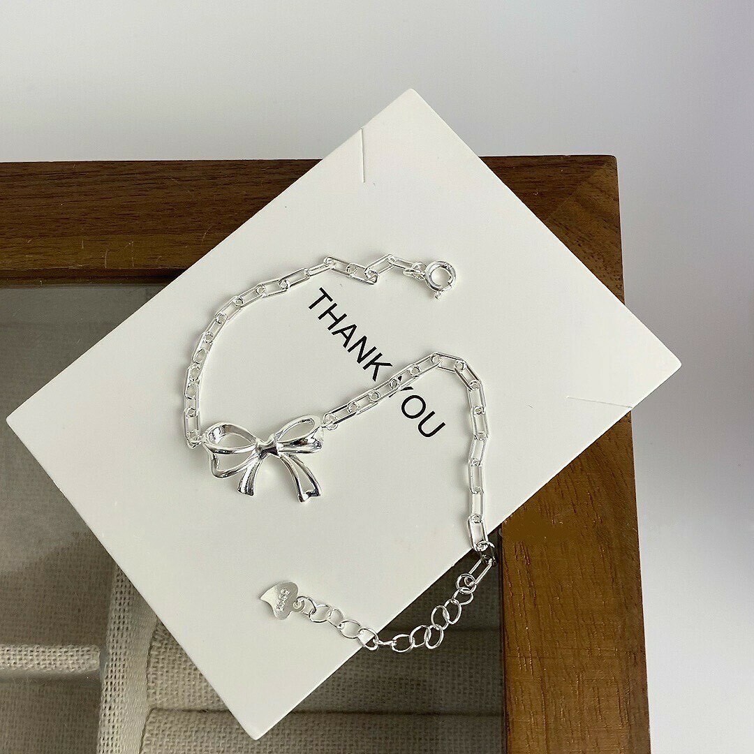 S16情書．立體蝴蝶結純銀手鍊