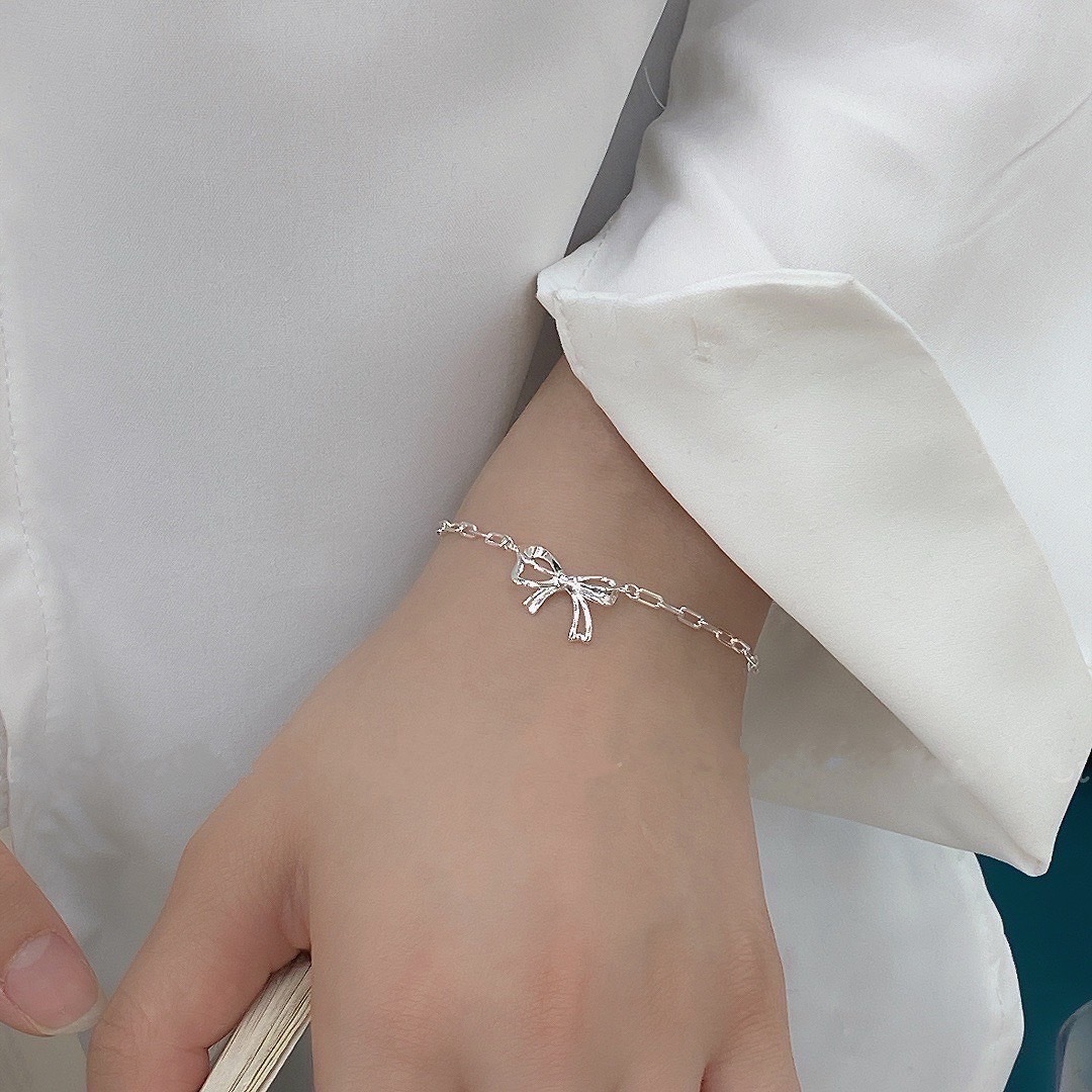 S16情書．立體蝴蝶結純銀手鍊