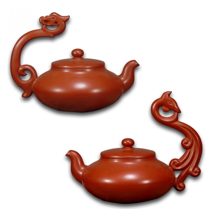 鹿港窯禮品館│意象紫砂茶壺系列~龍鳳對壺 禮盒