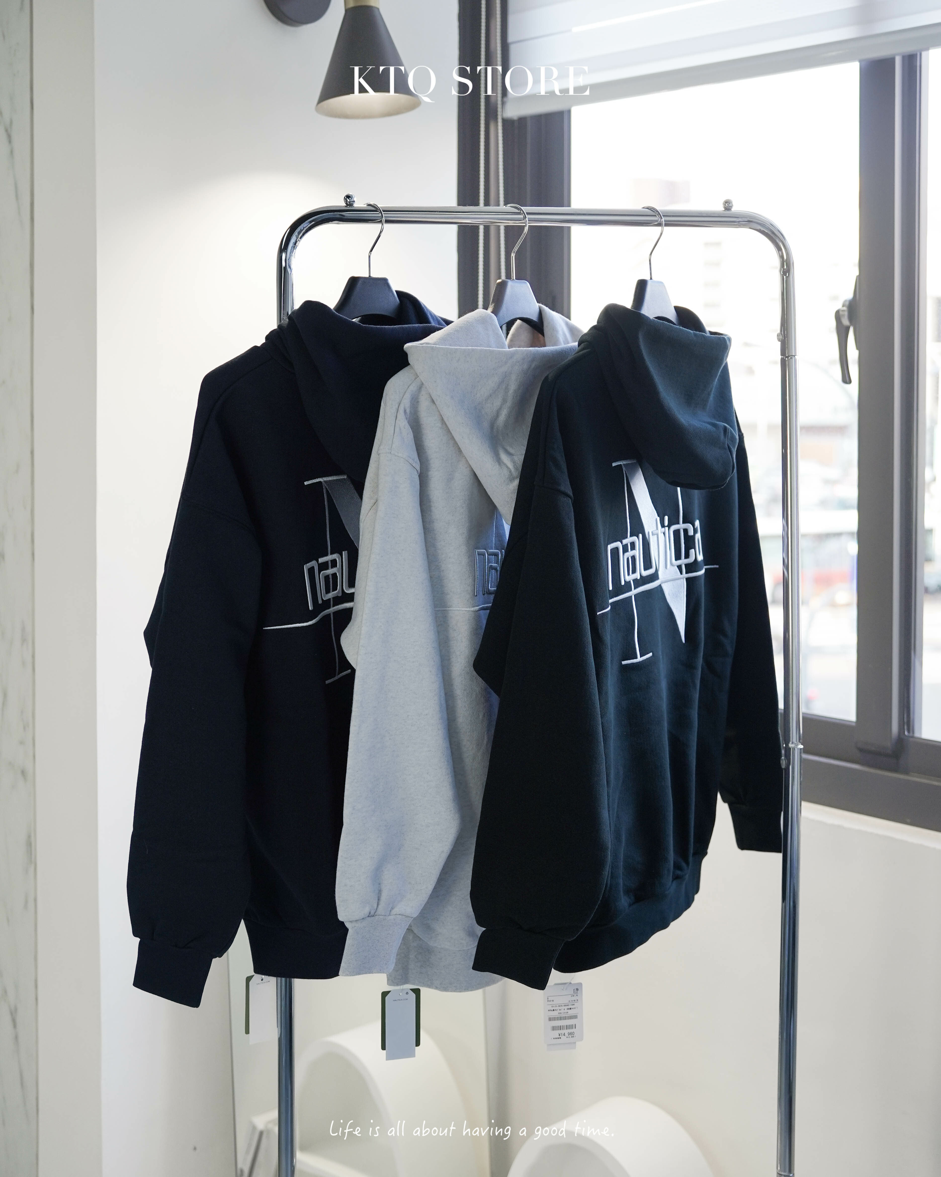 KTQ STORE ‧ NAUTICA大LOGO 帽TEE 黑 灰 海軍藍配色