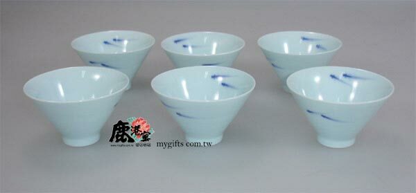 鹿港窯禮品館|瓷杯-6入財神響杯