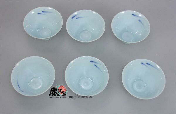 鹿港窯禮品館|瓷杯-6入財神響杯