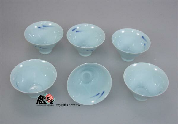 鹿港窯禮品館|瓷杯-6入財神響杯