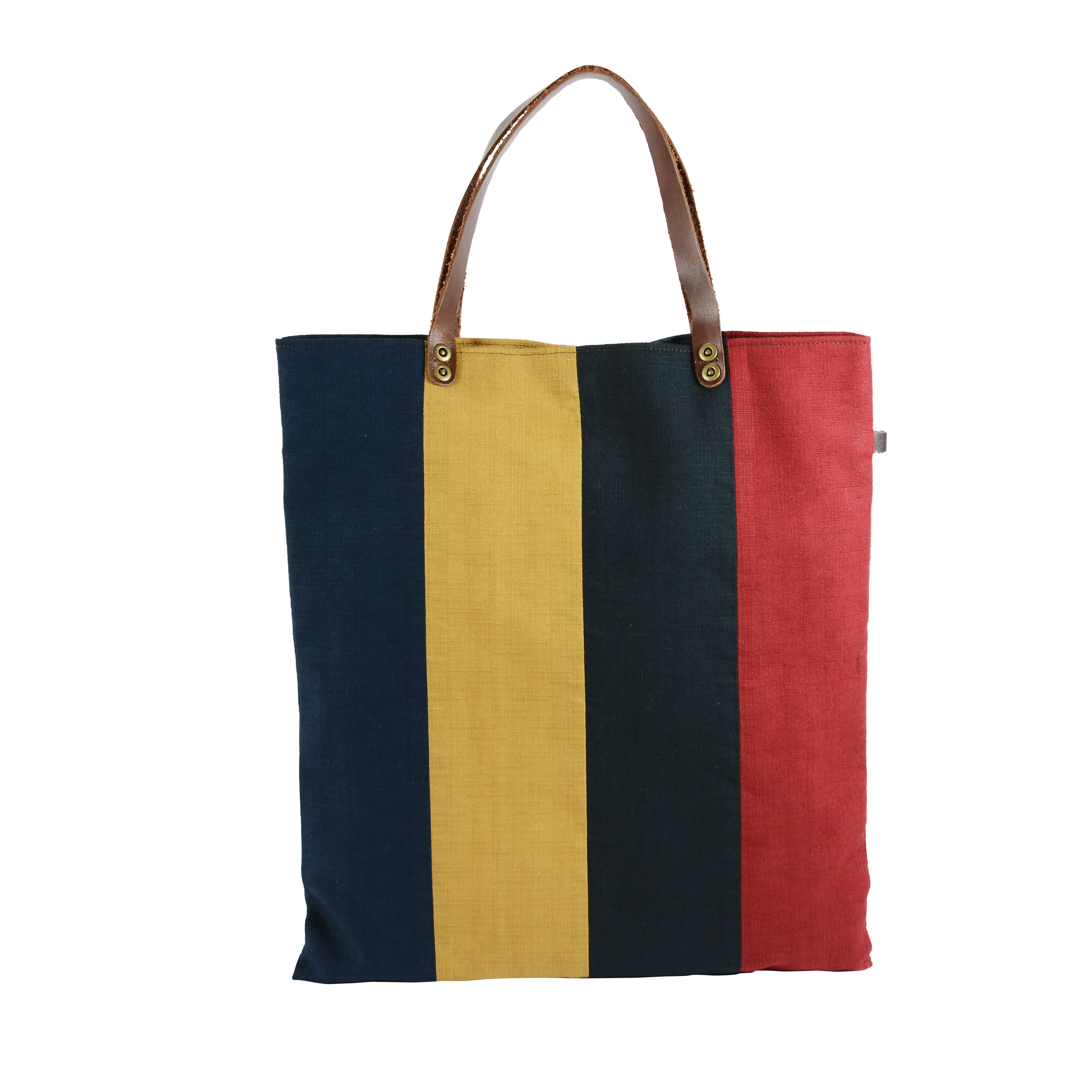 Kyokuhaku 真皮提把拼色手提包