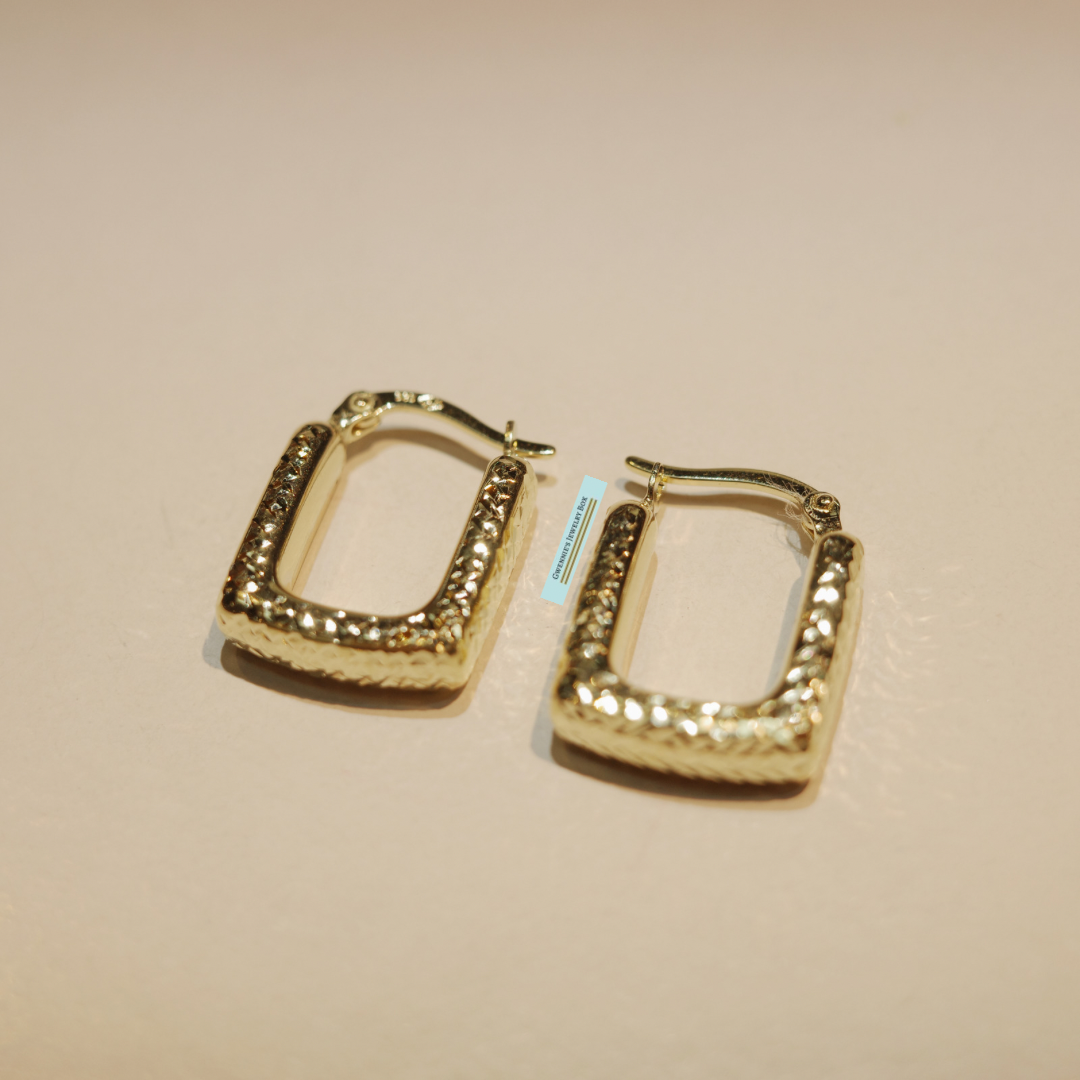 金磚方環 - 14k金耳環圈