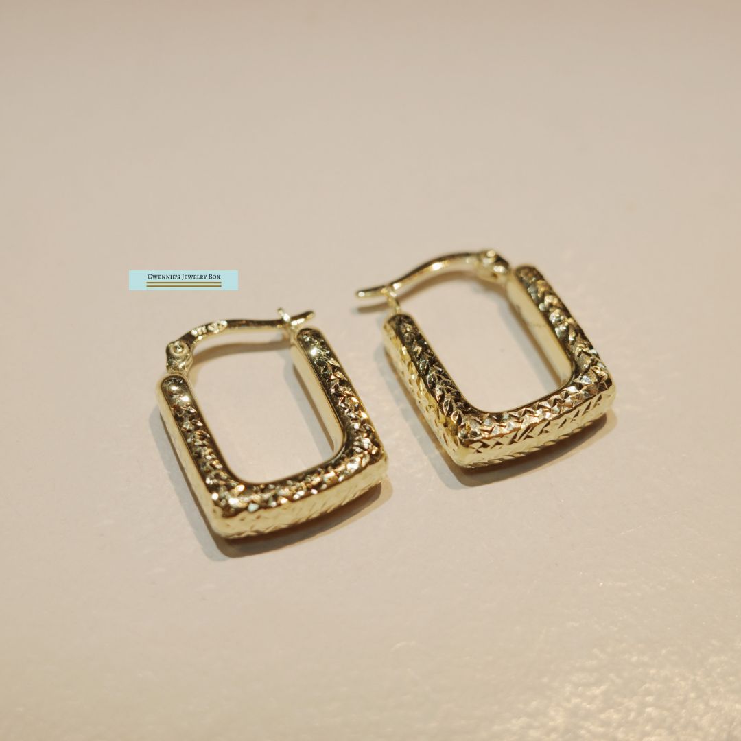 金磚方環 - 14k金耳環圈
