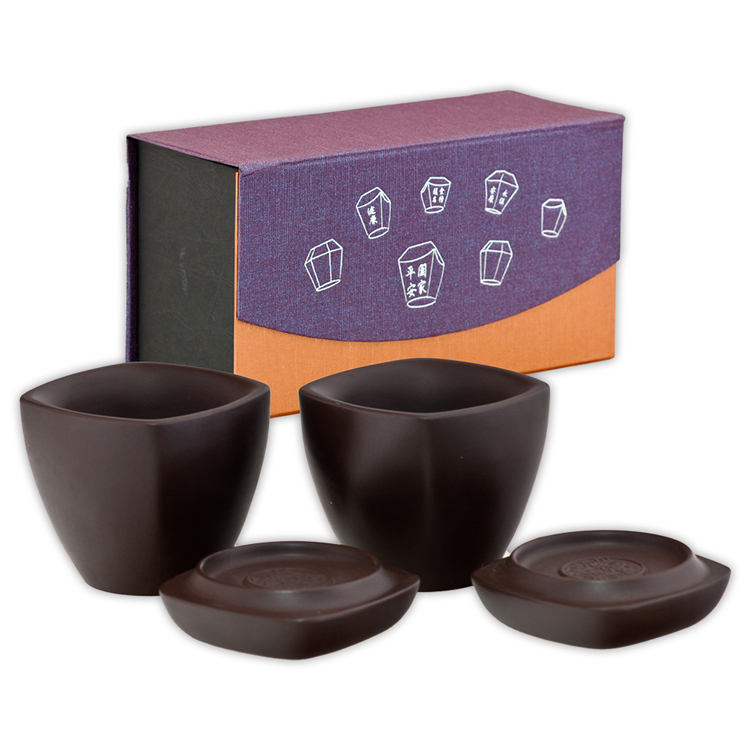 鹿港窯禮品館│意象紫砂茶杯~天燈對杯 禮盒